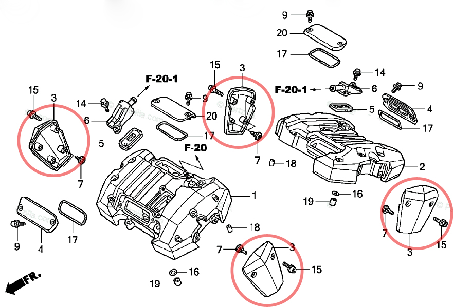 Honda OEM - Engine - VTX1800 R S C R F Spark Plug Cover 